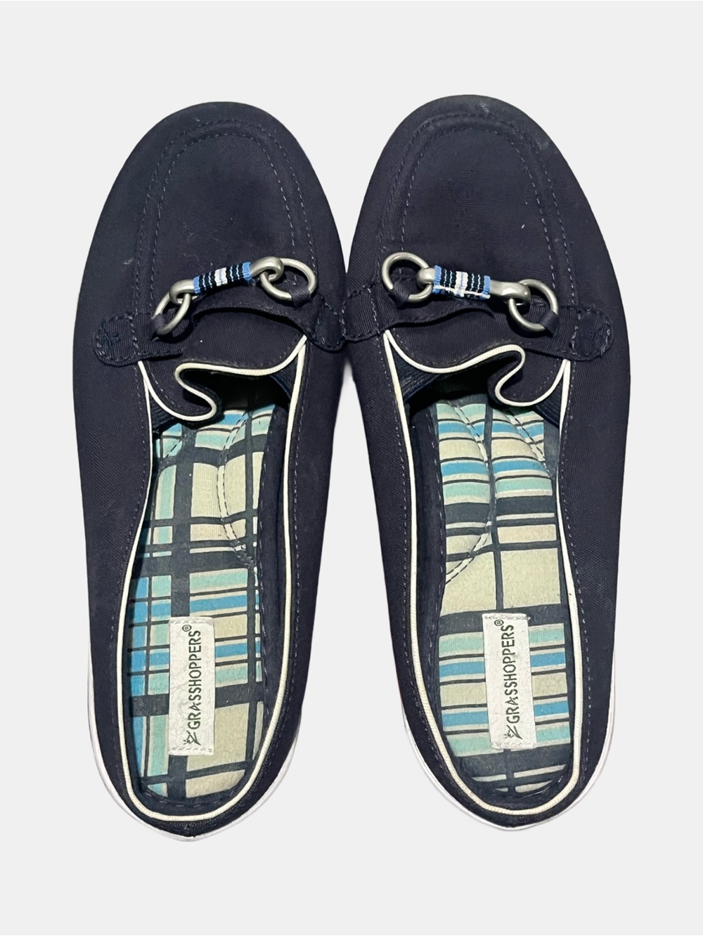 Grasshoppers Navy Women’s Slip-On Loafers with Metal Bit 7.5 W
